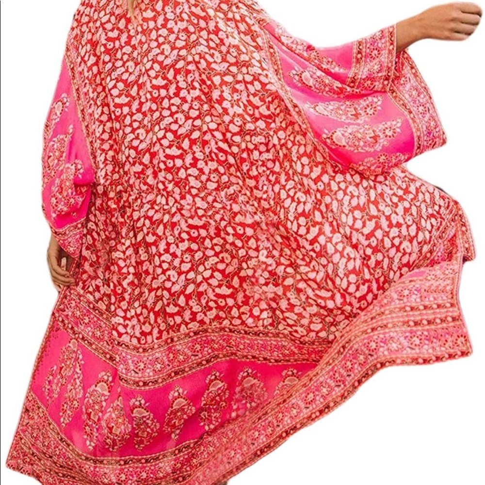 Red and Pink Floral Duster Kimono